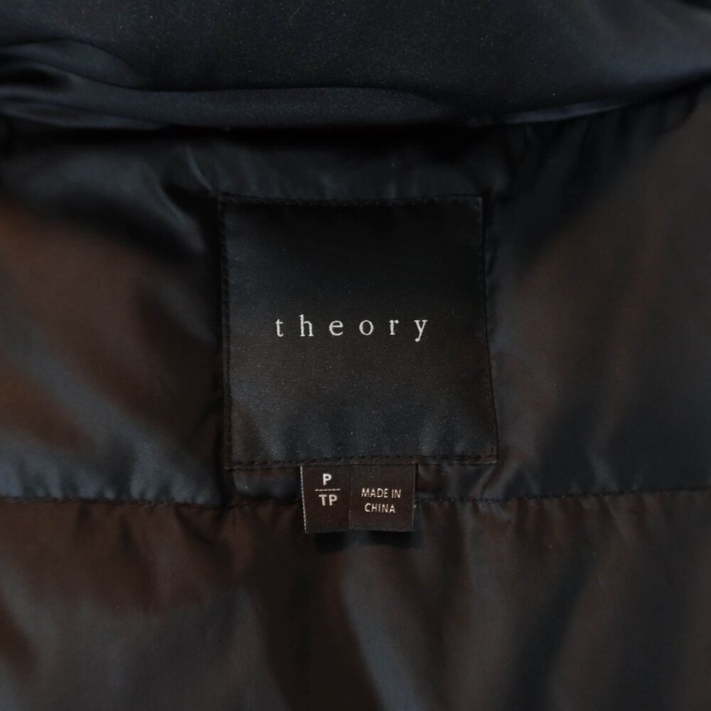 THEORY Briola Black Down Winter Puffer Parka Coat Size XS Classic Outdoor Warm - Picture 4 of 8